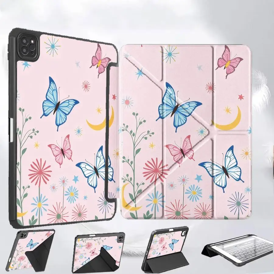 

Красивый чехол-подставка с бабочками для планшетов iPad Pro 11-го, 10-го, 9-го, 8-го, 7-го поколений, 12.9 дюймов, Air 4, 5, M3, M2, M4, 11 дюймов Pro 2025, Mini 6