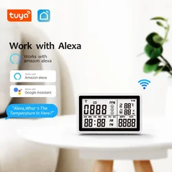 Tuya WiFi 3 in1 CO Meter rilevatore di monossido di carbonio Tester di temperatura e umidità Monitor della qualità dell'aria per uso domestico igromografo