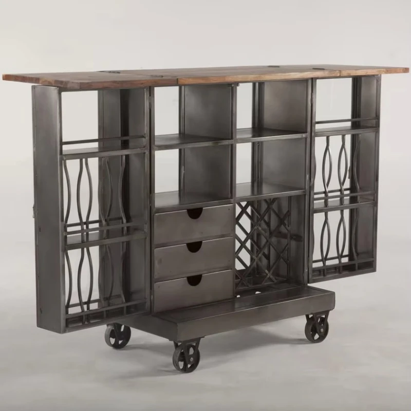 Retro Industrial Metal Bar Cabinet Home Furniture Living Room Universal