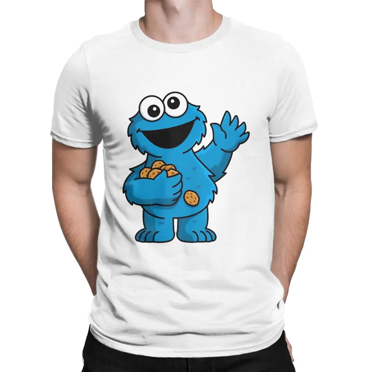 Cookie Monster T-Shirts Men Cartoon Food Kids Vintage 100% Cotton Tees Crewneck Short Sleeve T Shirt Summer Tops