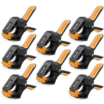 TOLESA 8 adet bahar kelepçeleri 4 inç naylon kelepçeler ile ağaç İşleme sıkma ve sabitlemek için 1.8 inç çene açılış DIY el sanatları yapıştırma