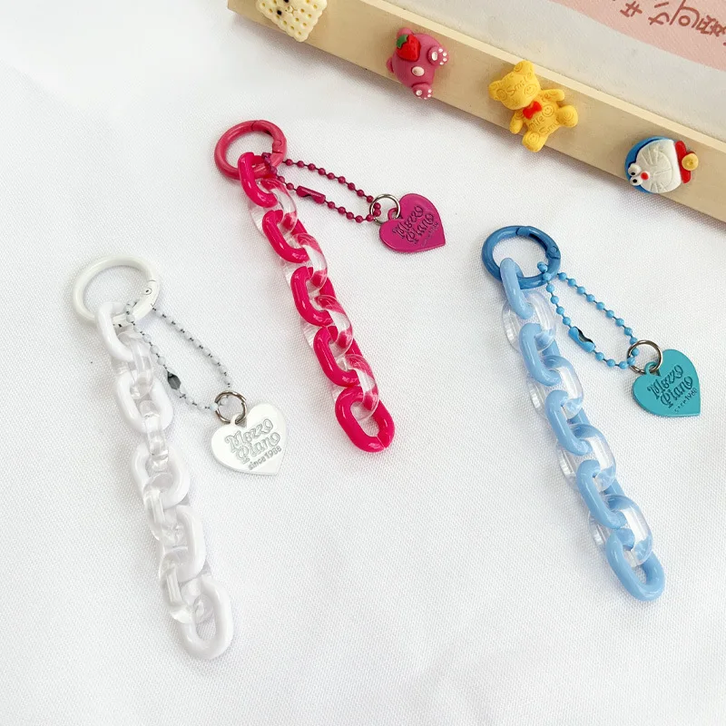 DIY love chain keychain pendant accessories small fresh color open ring chain earphone cover backpack decoration