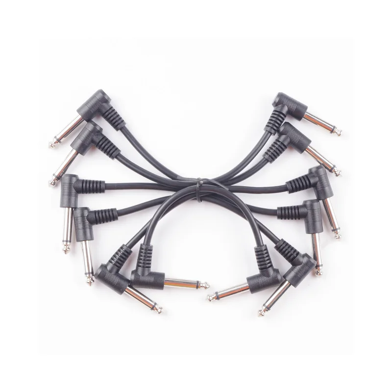 6/3/1Pcs Guitar Patch Cables 7 Inch Effect Pedal Patch Cable 6.35mm Interface Right Angle Type Connectors Noise Reduction Line