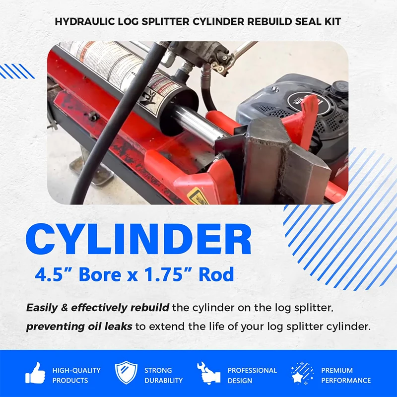 Replace for Hydraulic Log Splitter Cylinder Rebuild Seal Kit, Fit for 4.5\