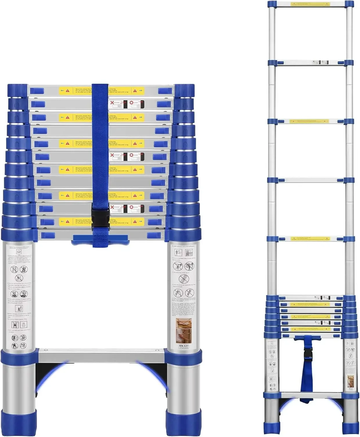 

12.5FT Aluminum Extension Ladder, Telescoping Ladder w/Triangle Stabilizers and Non-Slip Feet, 330lbs Capacity Lightweight Retra