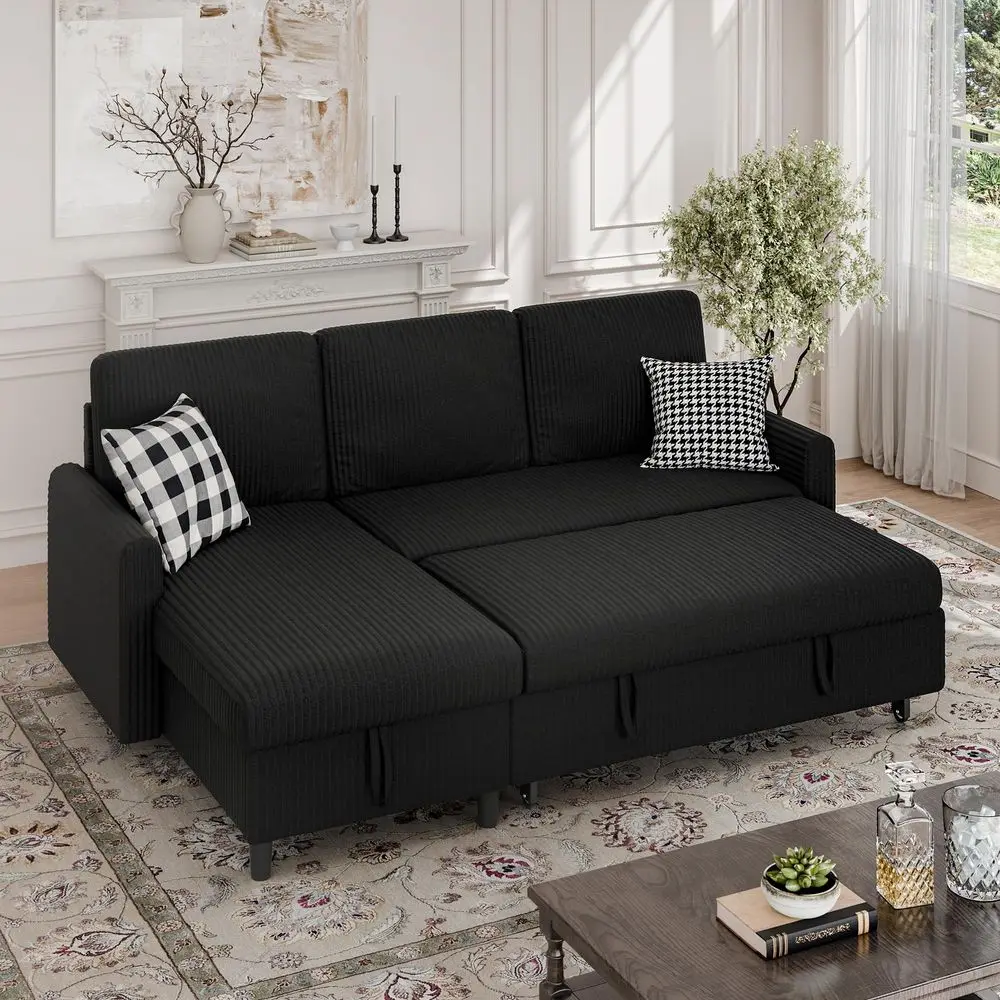 

Sectional Sofa Couch L Shaped Sleeper Sofa Bed Pull Out Bed with Storage, Reversible Sectional Couches for Living Room, Apartme
