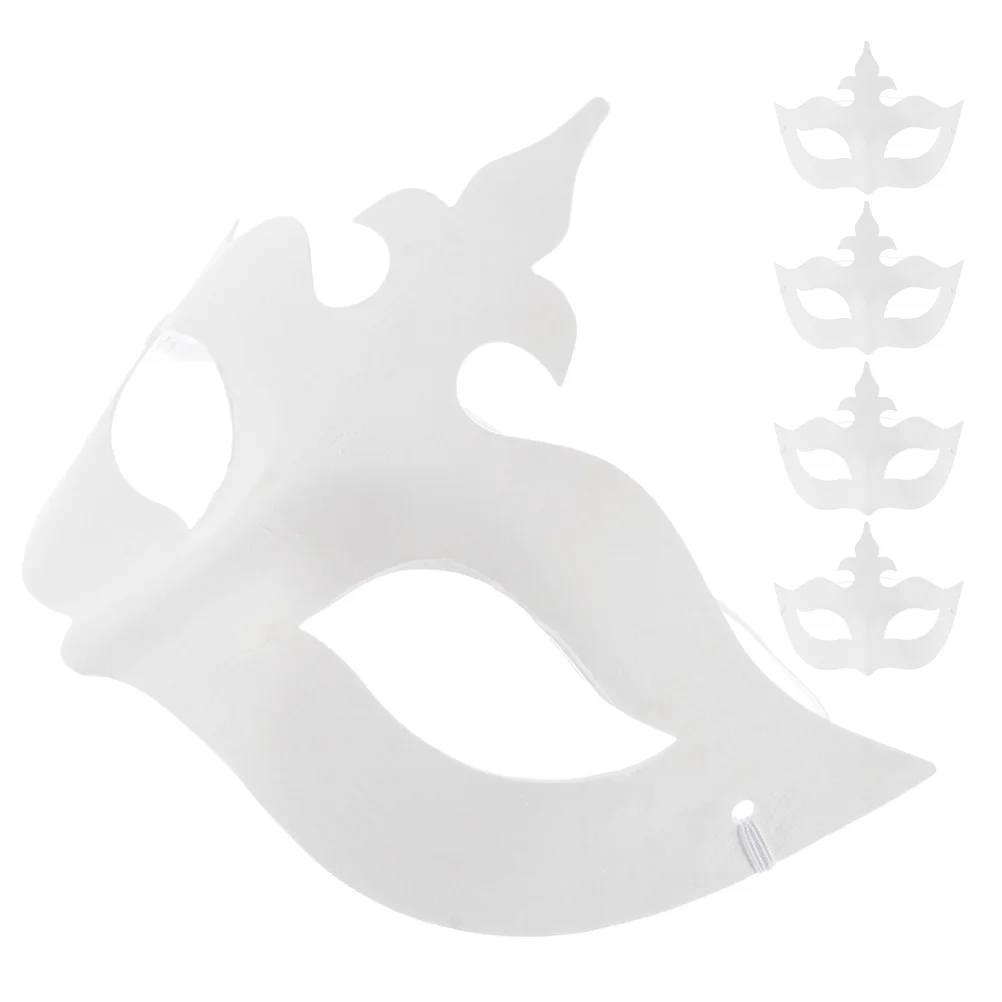 5Pcs White Masquerade Mask DIY Paper Half Face Paintable Mask for Mardi Gras Party Carnival Costume Birthday Paper Art Masks