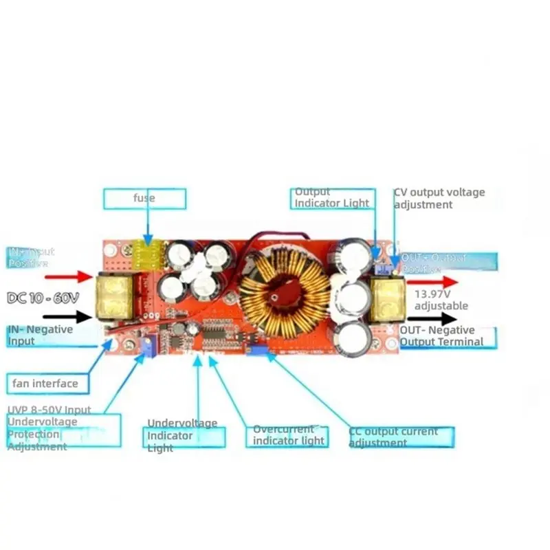 SHGO-Adjustable 12-60V To 12-90V DC-DC Boost Regulator Module 1500W Upgrade 1800W Power Supply