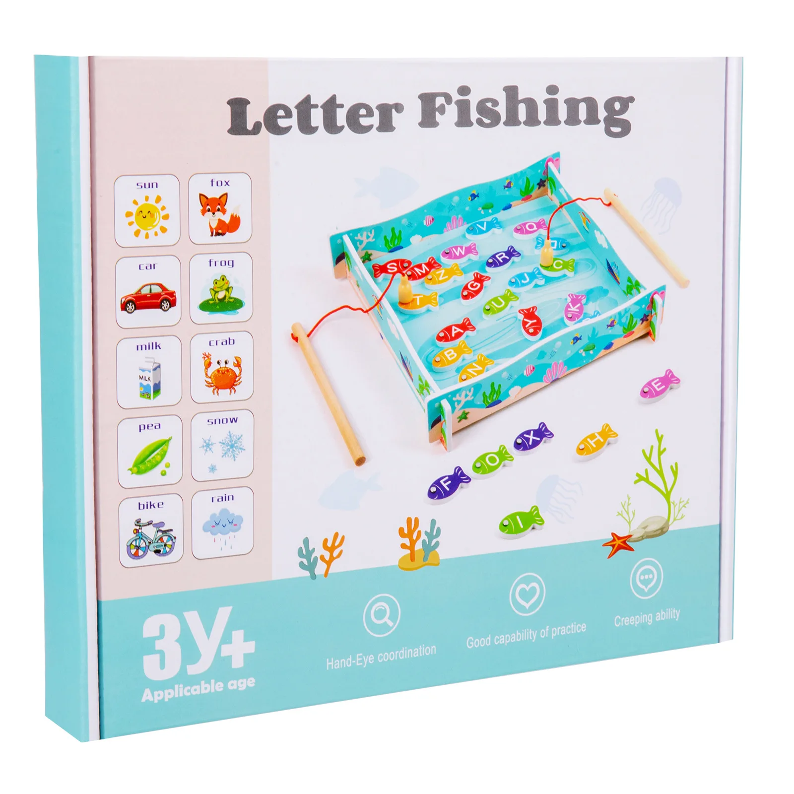 Children Puzzle Early Education Wooden Magnetic Fishing Toys Creative Spell Words Cognitive Matching Desktop Game Fishing Toy