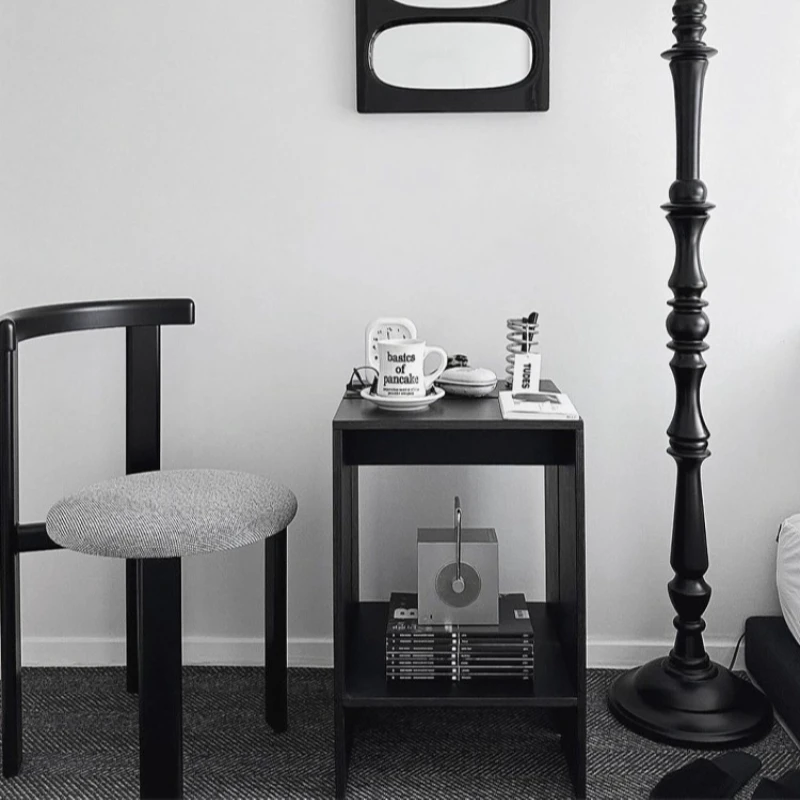 

Wabi Sabi Nightstand Solid Wood Side Table Minimalist Sofa End Table Creative Corner Accent Desk Modern Bedroom Storage Shelf