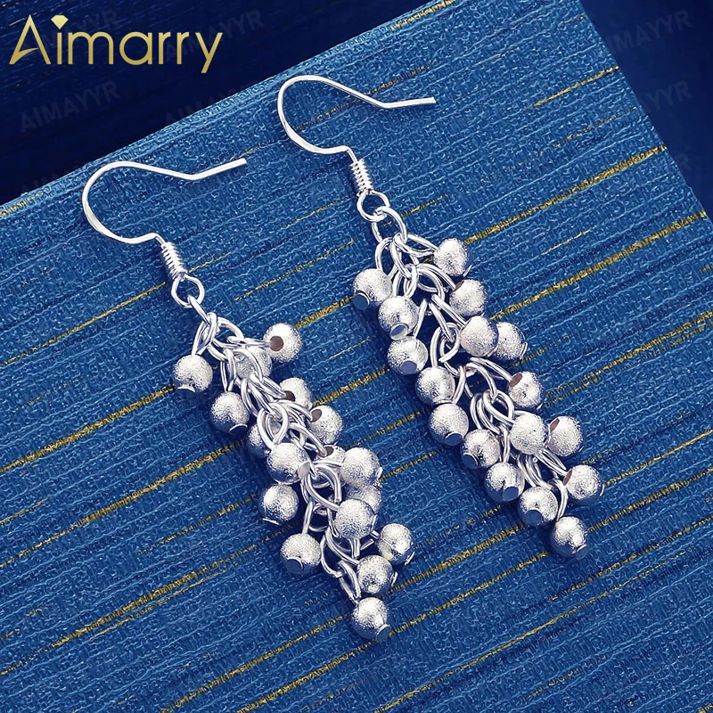 925 Sterling Silver Frosted Bead Grape String Earrings for Women's Parties Banquets Weddings High-quality Fashion Jewelry