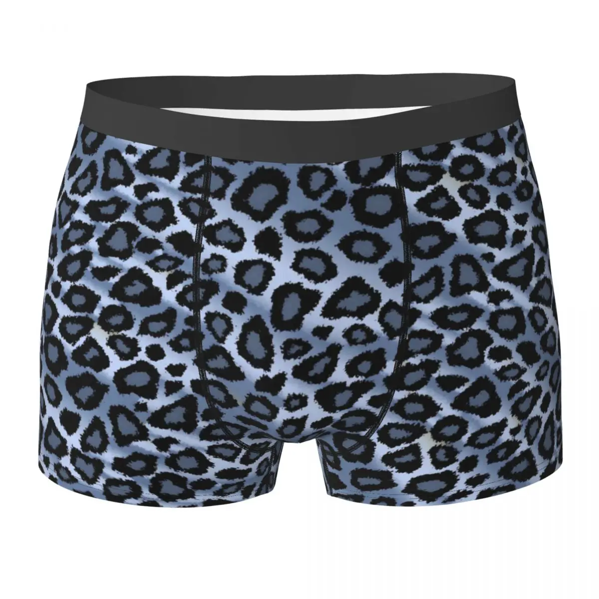 Leopard Animal Print Underwear Blue And Grey Male Boxer Brief Classic Boxer Shorts Hot Sublimation Plus Size Panties