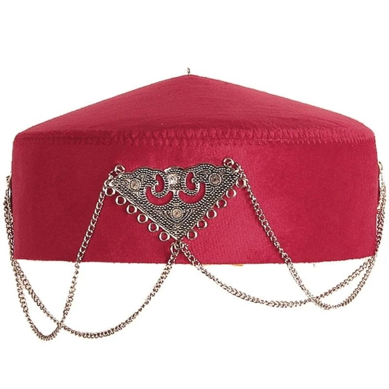 

652F Handcraft Kazakh Ethnic Top Hat Perfect For Festival And Stage Performances Tassels Headwear For Cultural Event