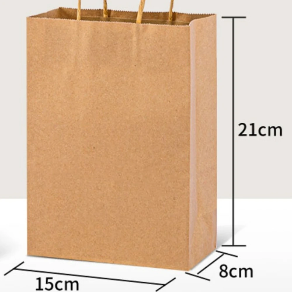 5.9x3.1x8.2 inches Paper Bags Kraft Bags, Solid Color Gift Bags with Handles for Birthday Party Grocery Retail Shopping Business