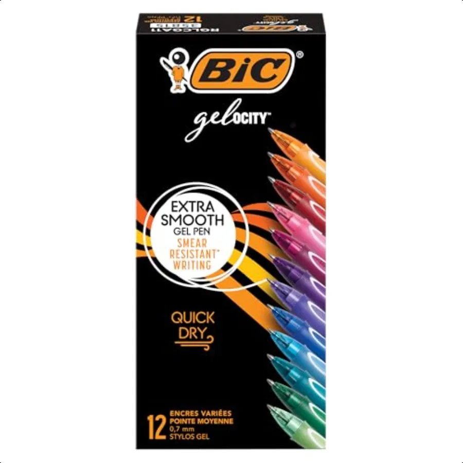 

Гелевые ручки Gelocity Quick Dry с яркими цветами и плавным письмом, средняя точка 0,7 мм, 12 шт., в ассортименте чернил