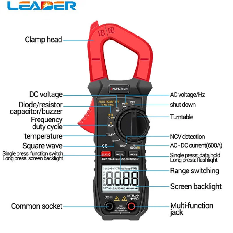 

ANENG ST209 6000 Counts True RMS Digital Professional Multimeter Clamp DC/AC Current Clamp Tester Meters Voltmeter Auto Range