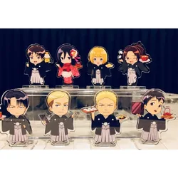 Anime Armin Erwin Eren Levi Mikasa Mini Figure Doll Acrylic Stand Model Plate Cosplay Kimono Toy Gift