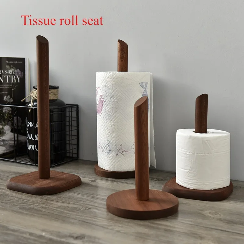 

Walnut solid wood kitchen roll paper storage rack ebony tissue holder dining table vertical non-punching kitchen home