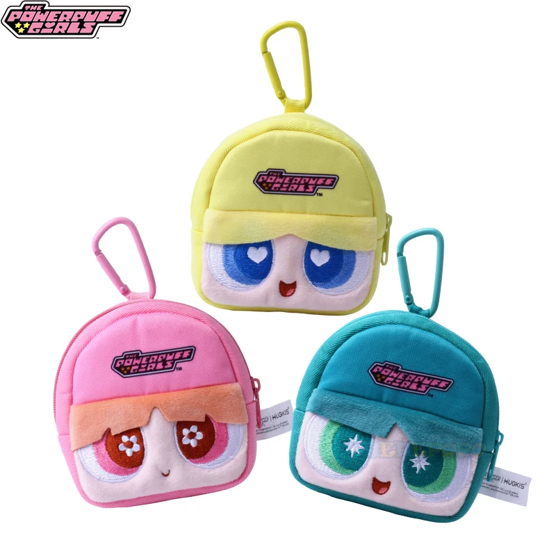 Genuine 10cm The Powerpuff Girls Coin Purse Plush Earphone Storage Bag Kawaii Cartoon Hanging Bag for Girls