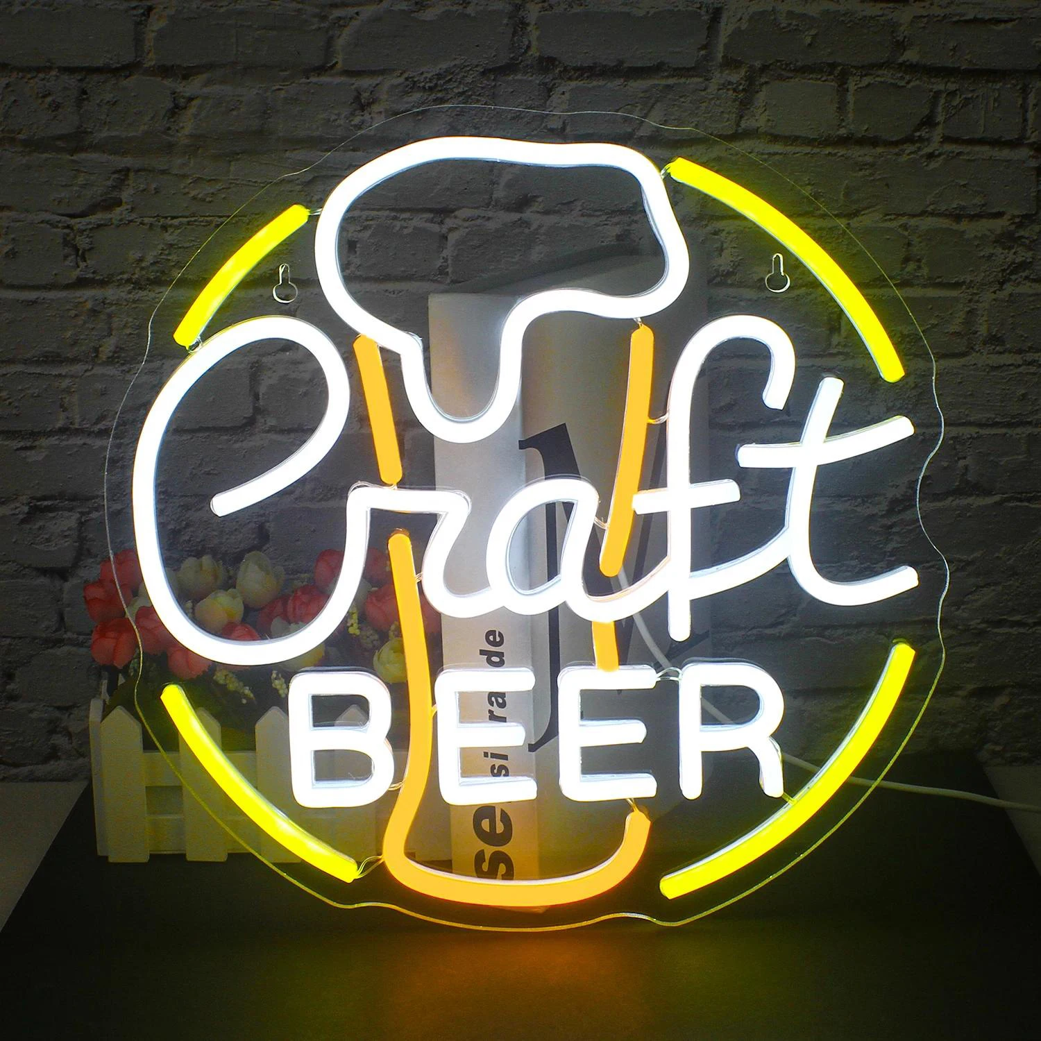 

Craft Beer Yellow White Led Neon Lights USB Powered For Wall Decor Resturant Beer Bar Club Man Cave Party Holiday Room Decor