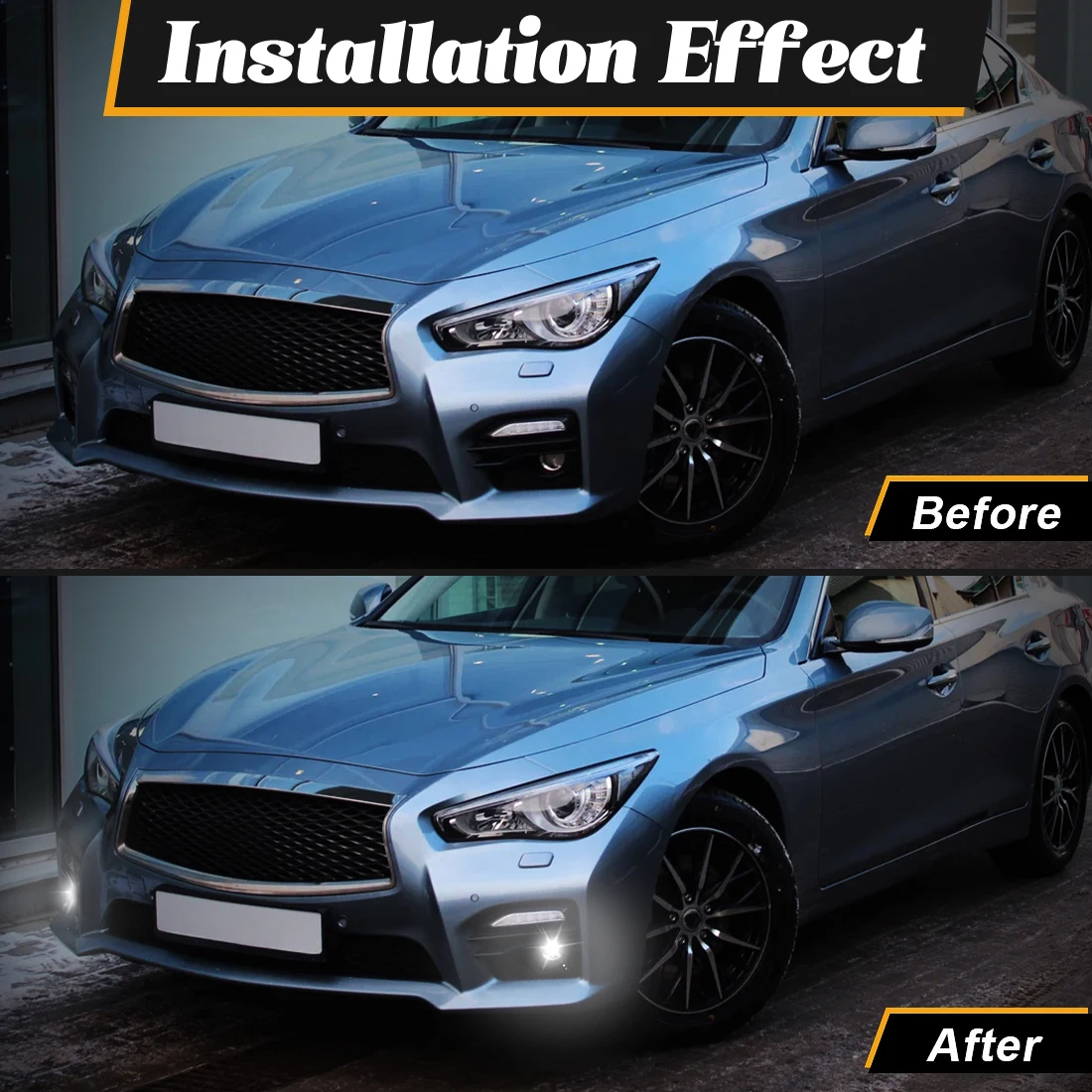 LED Fog Lamp For Infiniti White Daytime Running Lights Front Bumper LED DRL Daylight LED Driving Fog Lights Car Accessories 12V