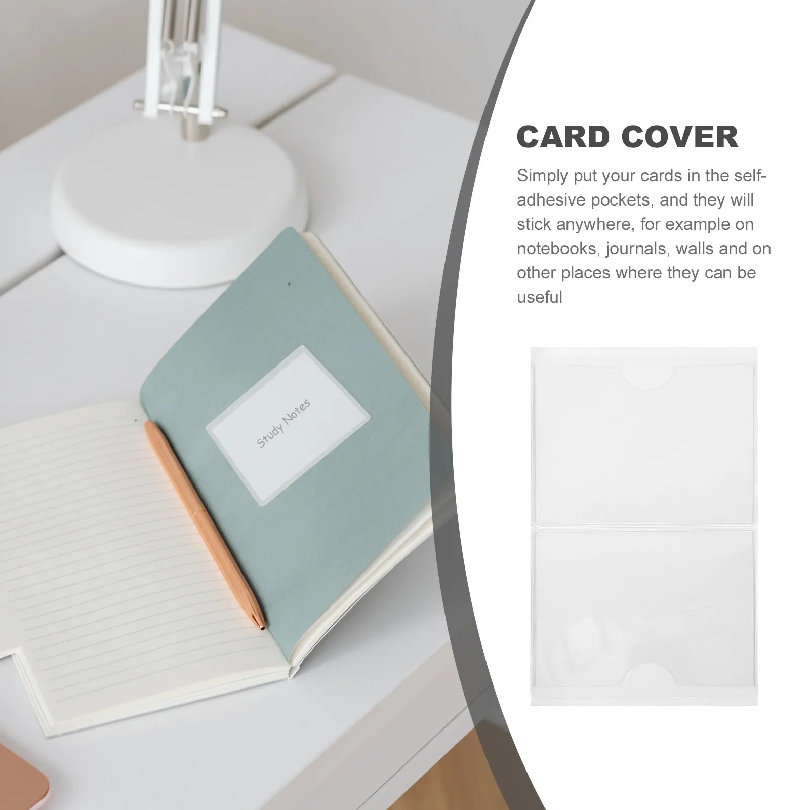 12Pcs Sticky Index Card Pockets Transparent PVC Adhesive Label Covers for Cards Protection Against Dust Water Fingerprints