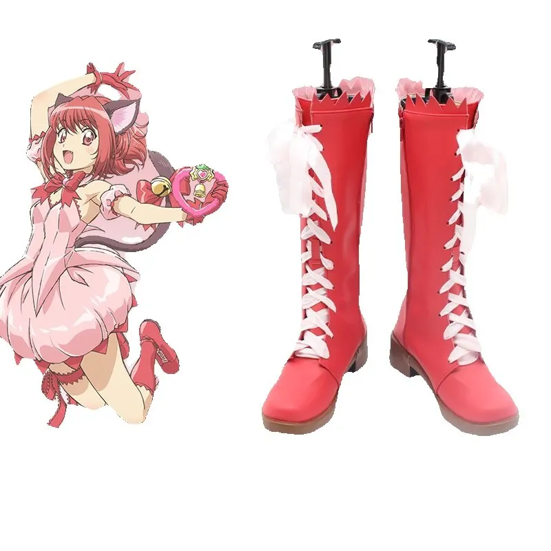 

Anime Tokyo Mew Mew Momomiya Ichigo Cosplay Red Shoes Halloween Carnival Custom Made Boots