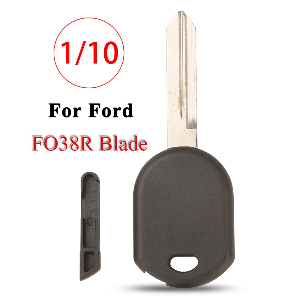 jingyuqin 1/10 Stück Transponder-Autoschlüsselgehäuse für Ford C-Max Escape Fiesta F150 F350 Mustang mit ungeschnittenem FO38R-Klingenschlüssel