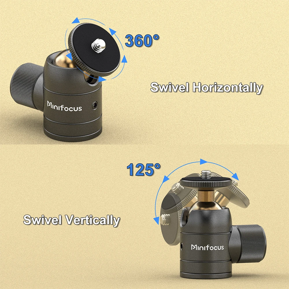 Trépied à rotule avec support à vis 1/4 360 °   Alliage d'aluminium pour appareil photo support de téléphone Speedlite trépied Selfie bâton caméras d'action