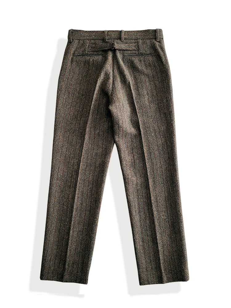 Amekaji Style Retro Tweed Business Gentleman Suit Pants Men Straight Pants American Good Quality Pants