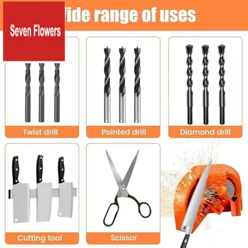 

A84Z-Multipurpose Drill Bit Sharpener Carbide Drill Bits Sharpener With 6 Grinding Wheel Electric Drill Grinder Grinding Tool