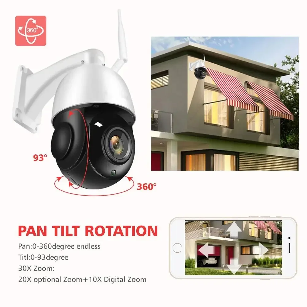 2MP 5MP Optical Zoom 20X Camera PTZ IP Outdoor Audio WiFi Auto-Tracking Wireless Security Surveillance CCTV 20X Network Camera