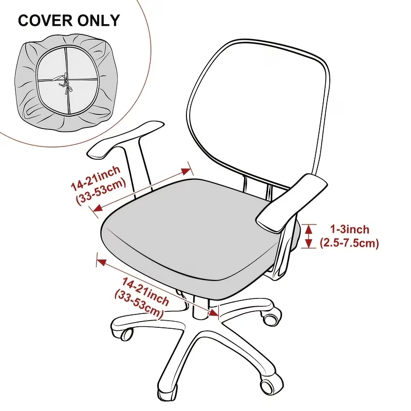 1PC Elastic Twill Jacquard Office Chair Cover with Straps for Swivel Chairs