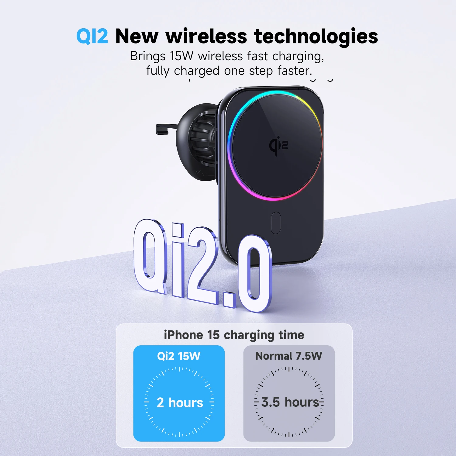 QI2 15 واط حامل هاتف السيارة المغناطيسي برودة أشباه الموصلات شاحن لاسلكي حامل آيفون 16 15 14 13 12 برو Magsafe شاحن سيارة