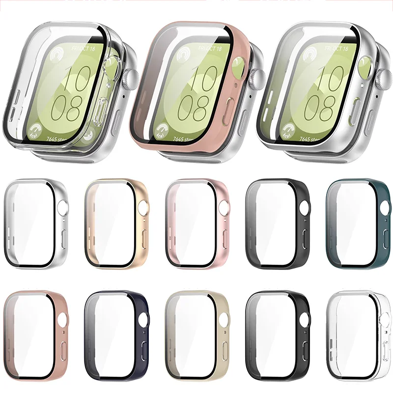 Закаленное стекло + чехол для Huawei Watch Fit 3, бампер, полное покрытие, защитная пленка для экрана часов Correa, корпус для ПК Huawei Fit3, новые аксессуары