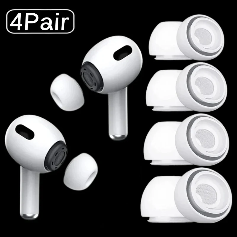 4 Paar Ohrstöpsel für Airpods Pro 1. und 2. Generation, Geräuschreduzierende Silikon-Ohrhörer, Ohrpolster, Ohrstöpsel-Abdeckung XS/S/M/L, Ohrkappen