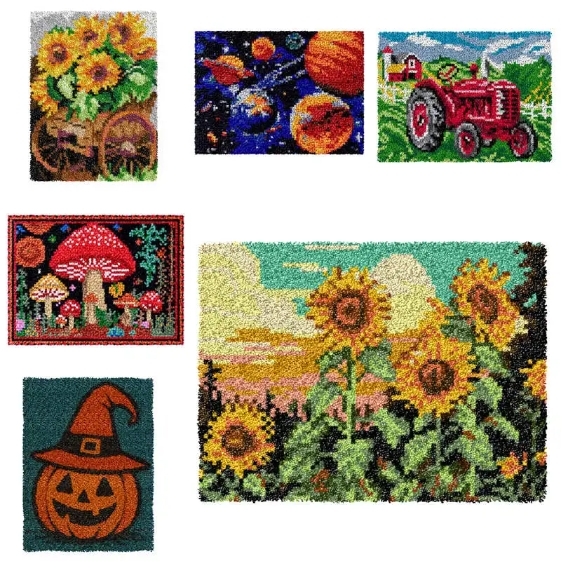 landscape Animal Latch Hook Pillow Smyrna Package Hooks Knitted Embroidered Carpet Pillow Embroidery Latch Hook Kits Carpet