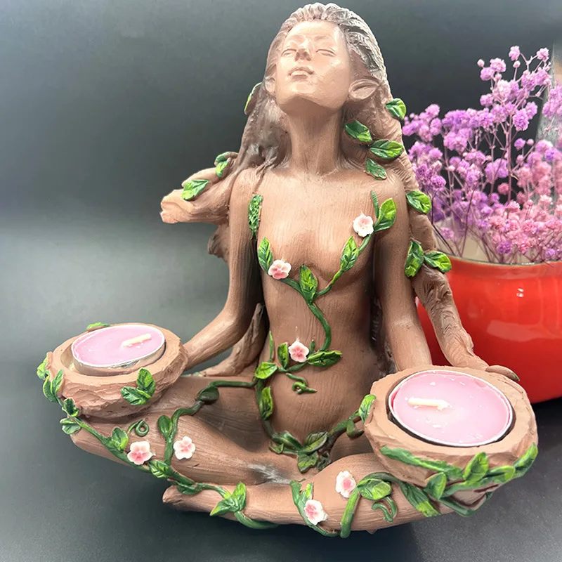 Cross-border Nature Balance Candlestick Magic Tree Spirit Candlestick Forest Guardian Witch Resin Craft Ornament
