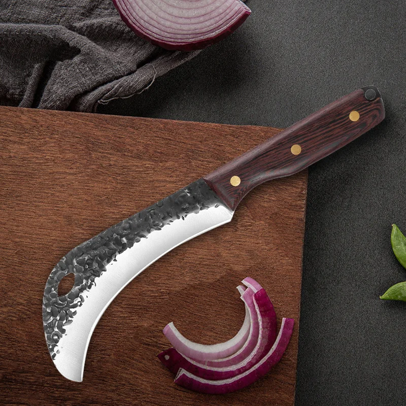 Hand Forged Blade Fruit Knife Banana Durian Knife Wood Handle Boning Butcher Pineapple Knife Household Barbecue Utility Knives