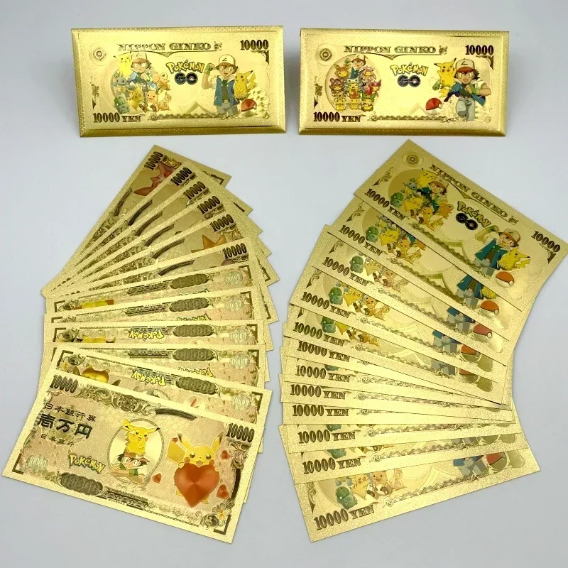 Pokemon Letters Metal Cards Pokémon Commemorative Gold Collection Coins Money Pikachu Playing Game Card Children Kids Toy Gift