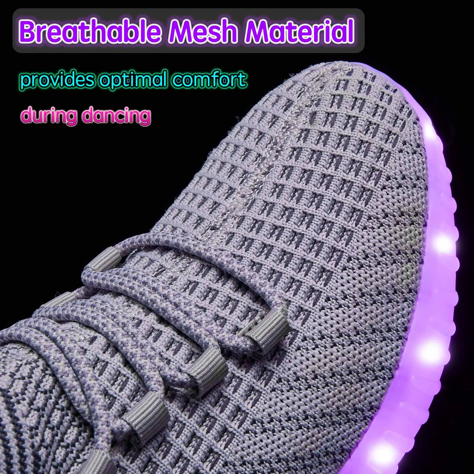 Tägliche Freizeitschuhe für Herren, Schuhe mit schillernden Lichtern, atmungsaktive Mesh-Laufschuhe, weiche und bequeme Herrenschuhe – Detail 2