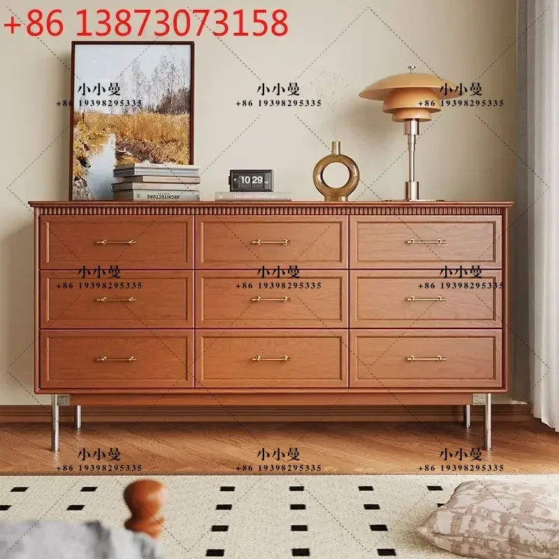 Retro solid wood nine bucket home living room bedside bedroom modern locker