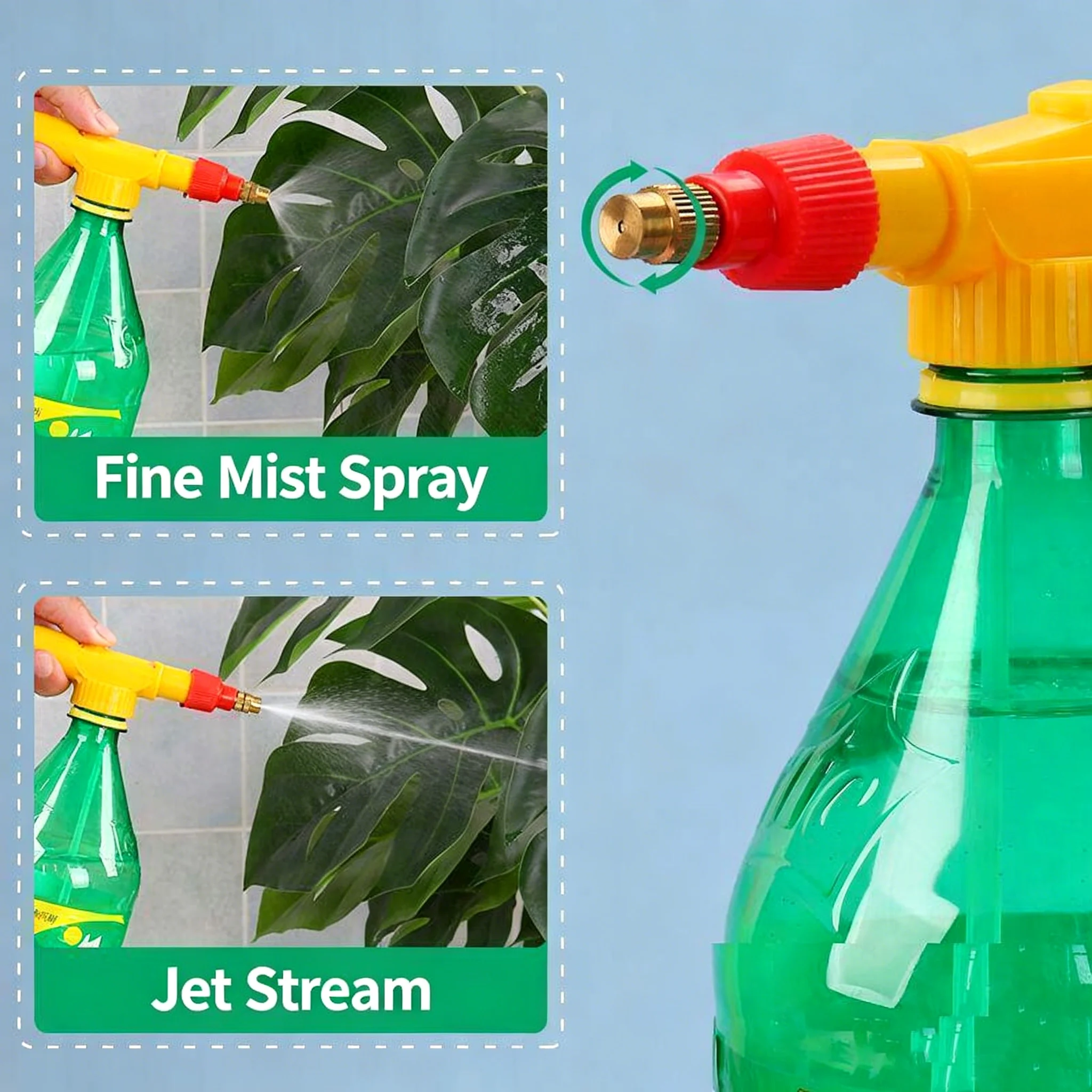 Beverage Bottle Repurposed as a Sprayer, Small Household Pressure-Type Flower Watering Can, Semi-Automatic Universal Spray Head for Gardening
