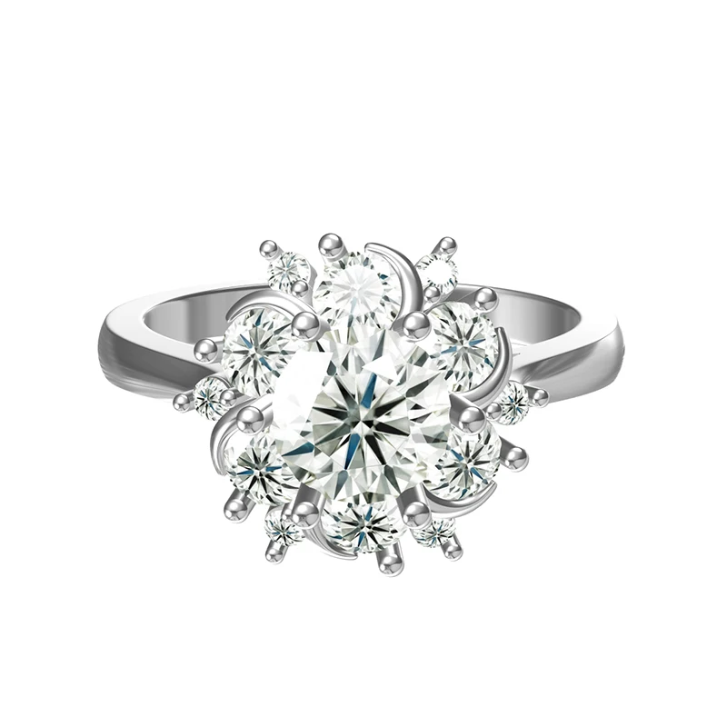 

Fashion 925 Sterling Silver color Creative Rings Women Jewelry Resizable Finger Ring Zircon