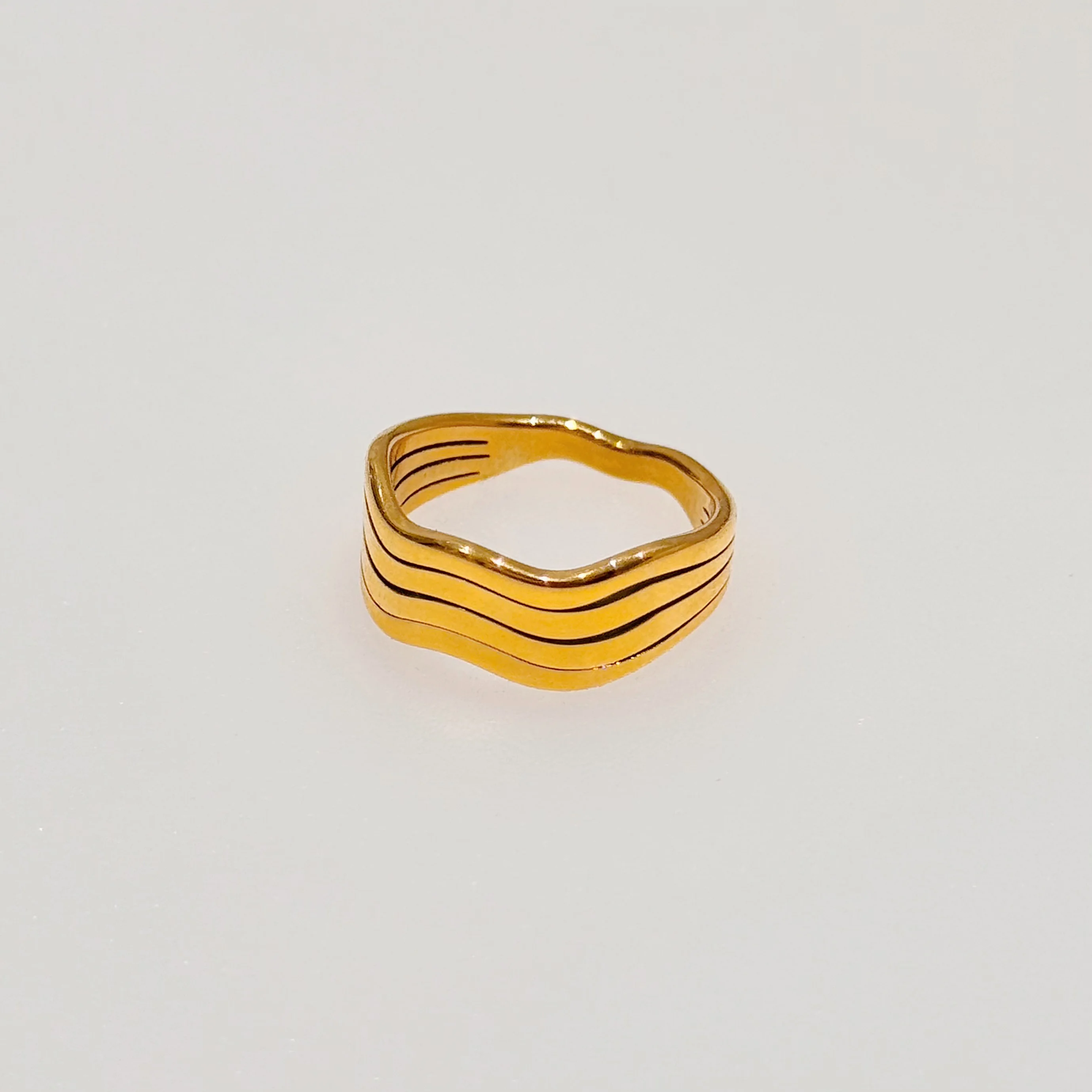 DASEIN Vintage Fashion Stackable Bamboo Knot lines Rings Stainless Steel Ins Trendy 18k PVD Gold Plated Punk Lady Jewelry