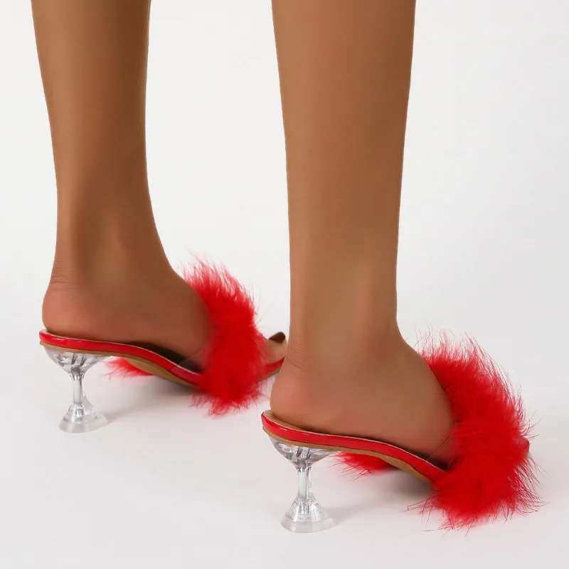 Talons ultra hauts surdimensionnés pour femmes, sandales sexy, pantoufles, chaussures en peluche, boîtes de nuit, à la mode