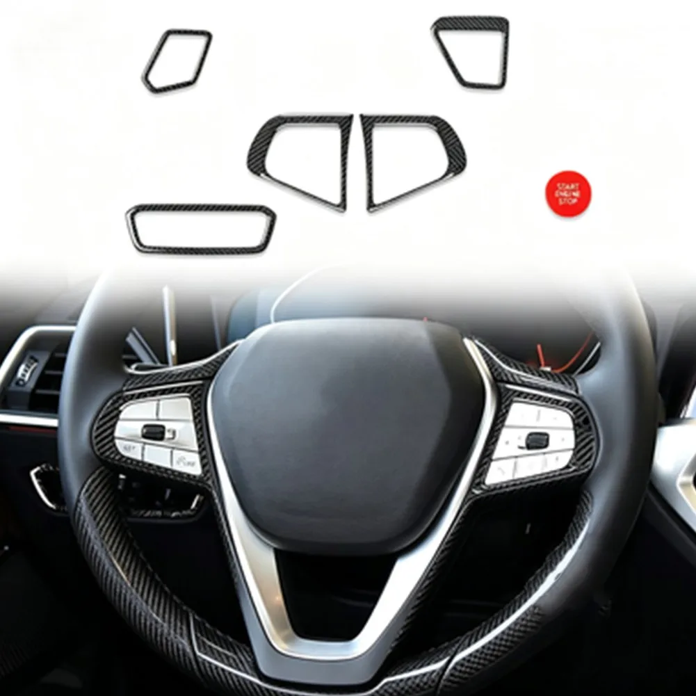 Carbon Fiber Trim Sticker Kit for Steering Wheel Controls and Start Button for 3 Series 2019-2024 and 4 Series G26