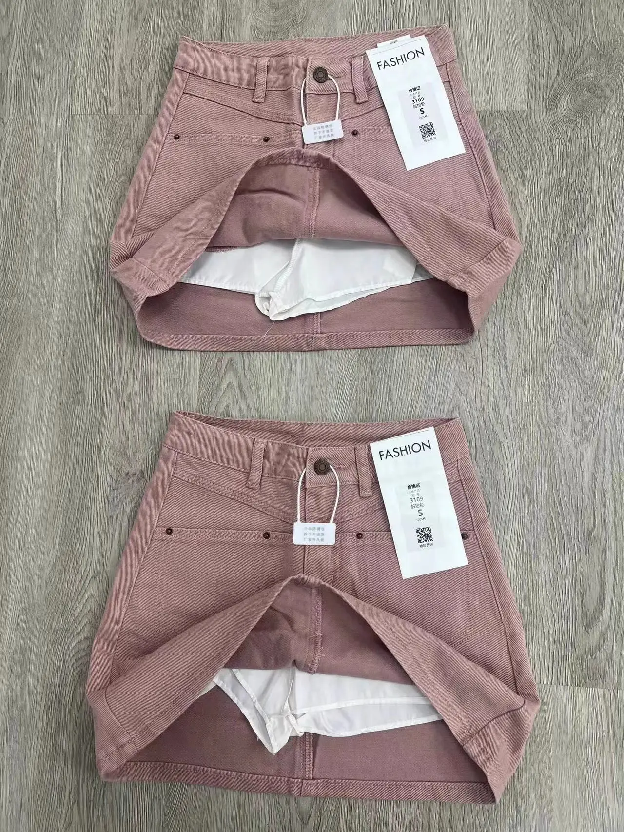 Women's Pink Mini Denim Skirt Vintage High Waist Cowboy Skirt Harajuku Korean Style Y2k A-line Jean Skirt 2000s Spring Summer