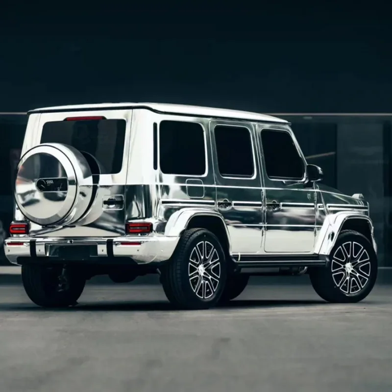 لفة غشاء تغليف من الفينيل الكروم بمرآة فضية ممتازة يمكنك صنعها بنفسك ملصق ذاتي اللصق لتغليف السيارة #5