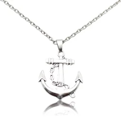 Men and Women Stainless Steel Sailor Anchor Pendant Chain Necklace Personality Metal Alloy Fashion Retro Jewelry Gift